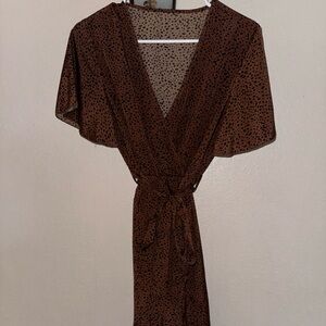 SHEIN Brown Polka Dot Maxi Dress